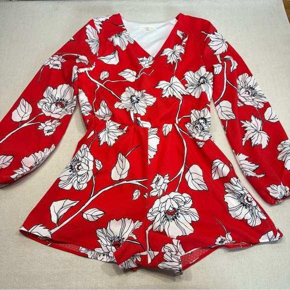 Copper Key Red & White Floral Romper - Size XS - Picture 3 of 16